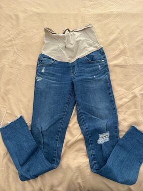 Ag Adriano Goldschmied Blue Maternity Jeggings with Beige Panel